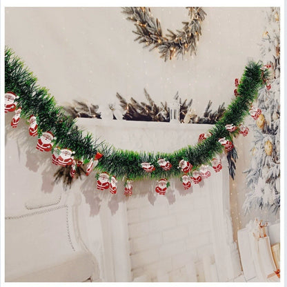 10-Pack 6.6ft Christmas Tinsel Garland - Santa & Snowman Holiday Party Decor