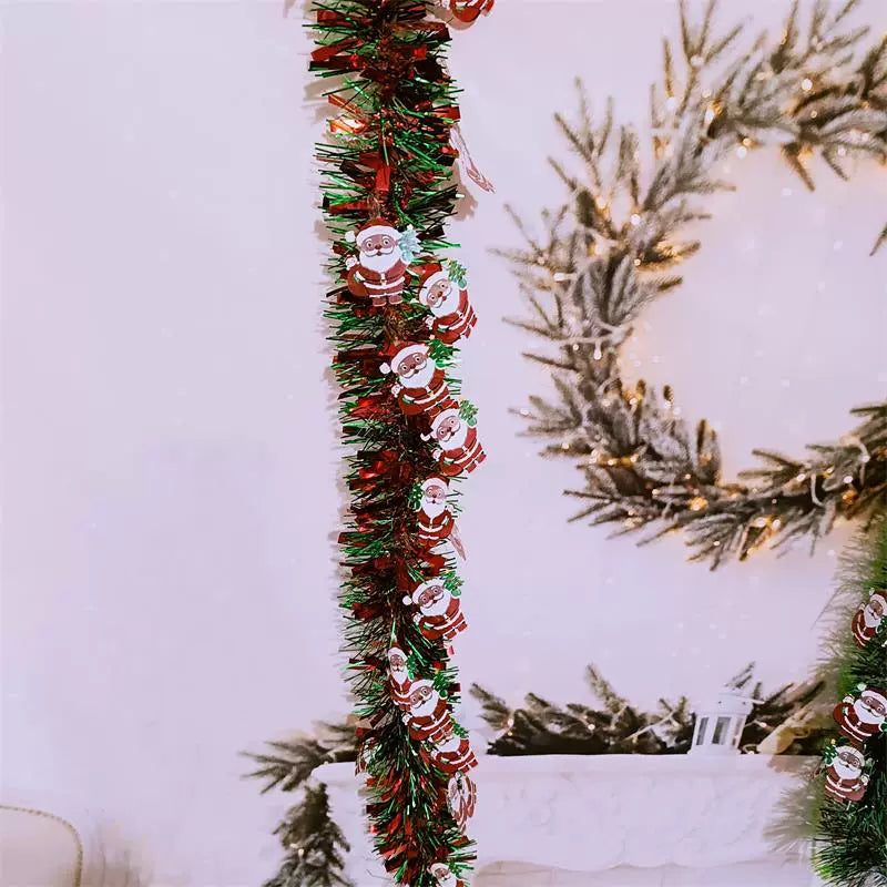 10-Pack 6.6ft Christmas Tinsel Garland - Santa & Snowman Holiday Party Decor