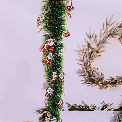 10-Pack 6.6ft Christmas Tinsel Garland - Santa & Snowman Holiday Party Decor