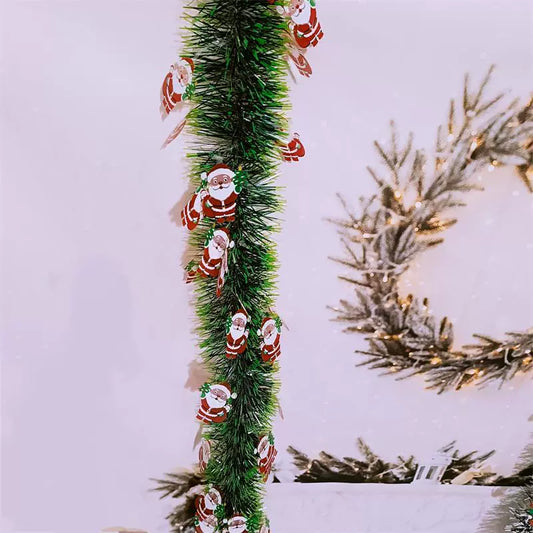 10-Pack 6.6ft Christmas Tinsel Garland - Santa & Snowman Holiday Party Decor