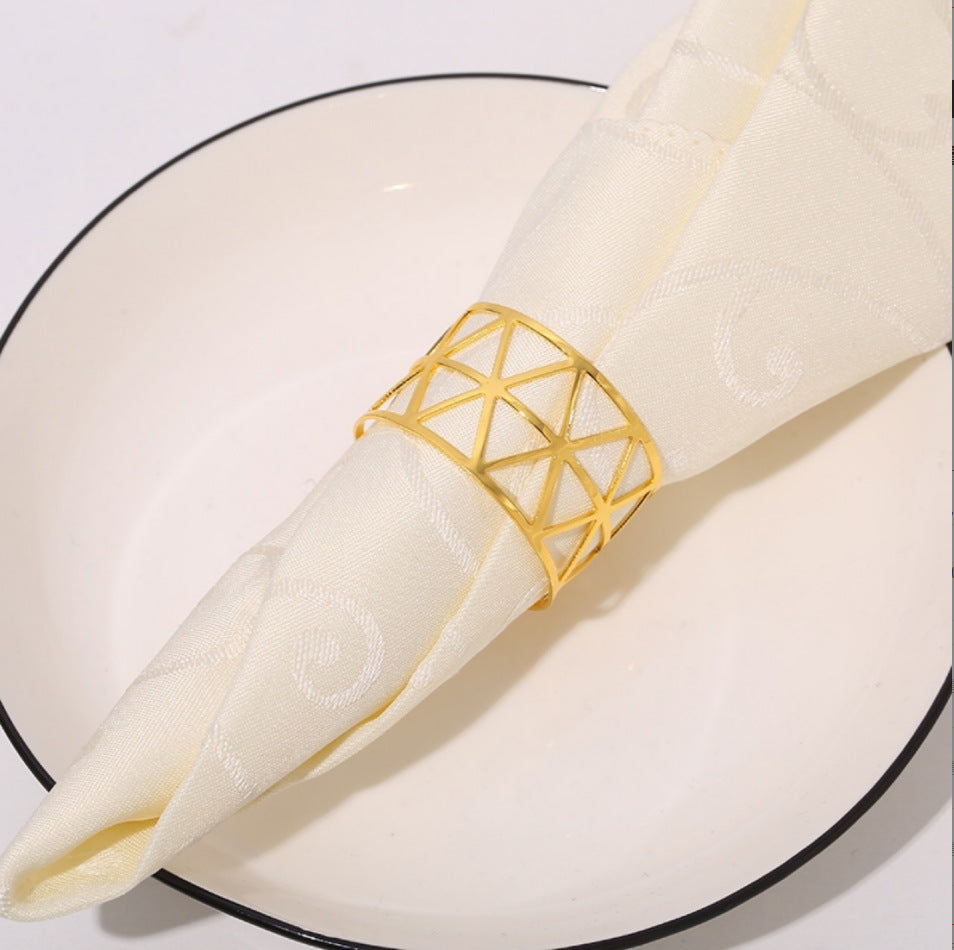 10-Pack Greek Key Metallic Napkin Rings – Banquet Table Setting Decor