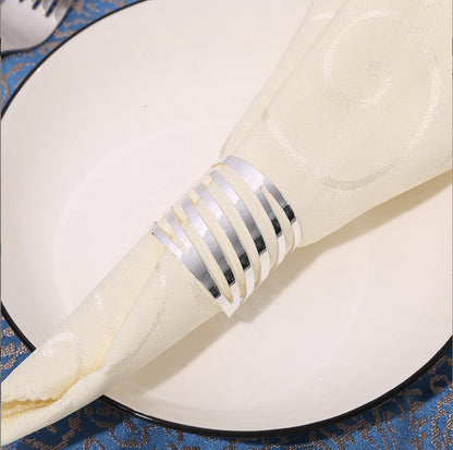 10-Pack Greek Key Metallic Napkin Rings – Banquet Table Setting Decor