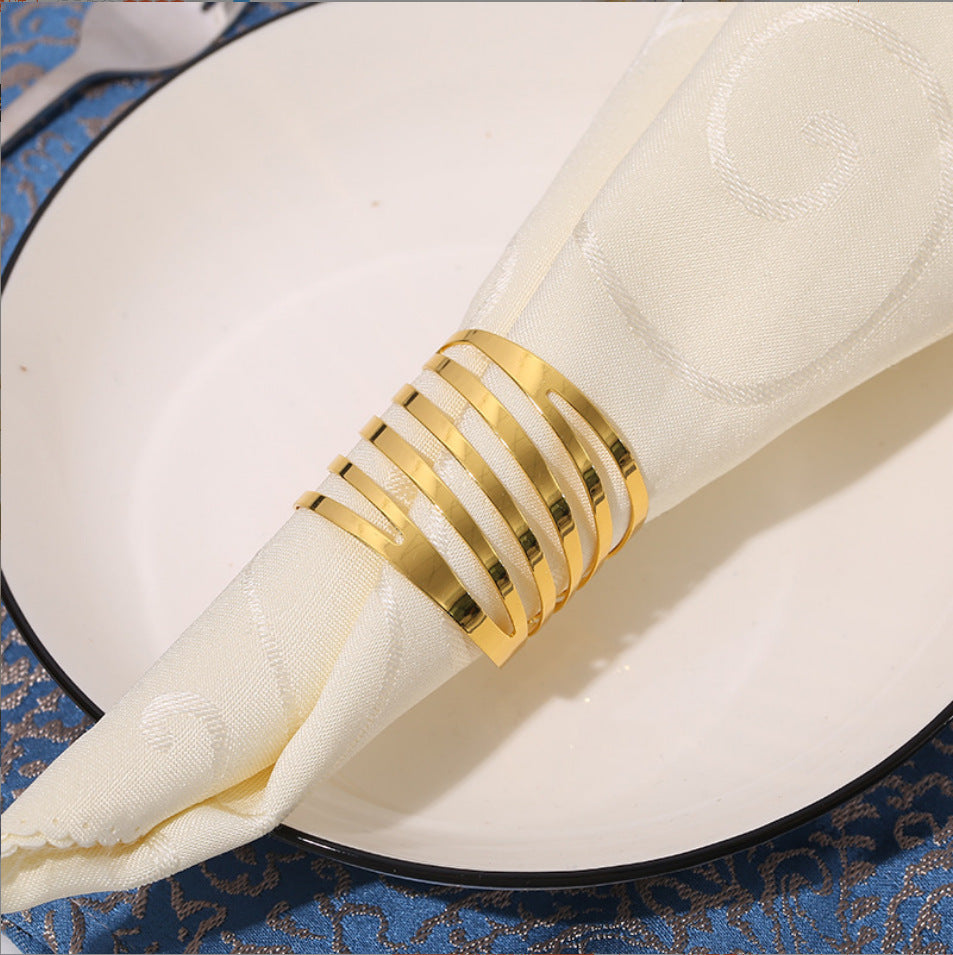 10-Pack Greek Key Metallic Napkin Rings – Banquet Table Setting Decor