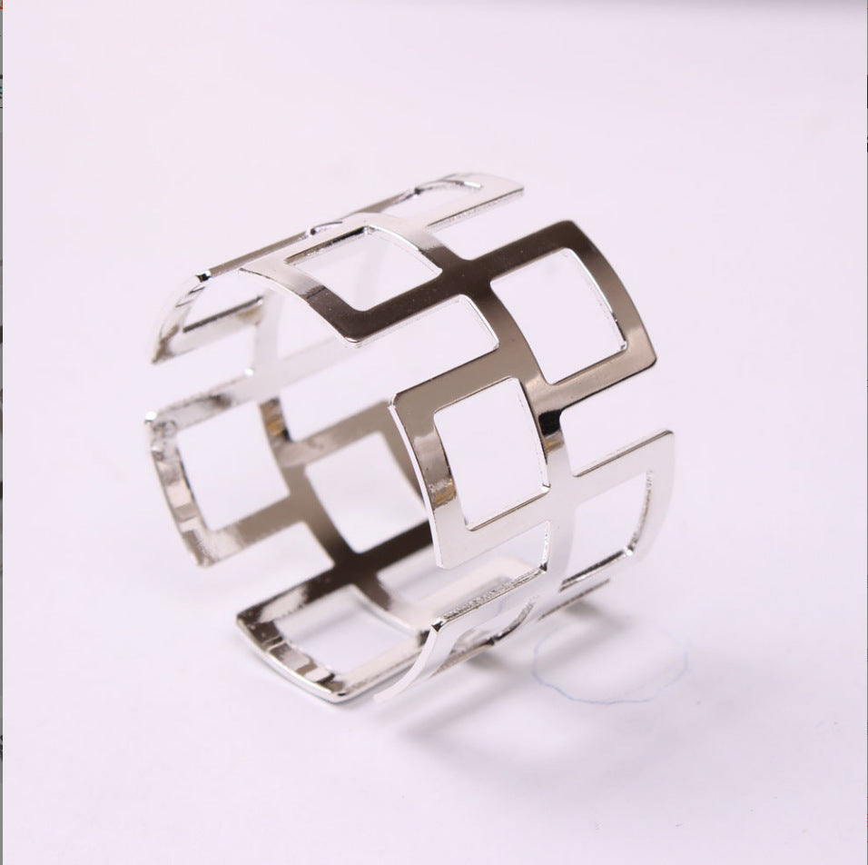 10-Pack Greek Key Metallic Napkin Rings – Banquet Table Setting Decor