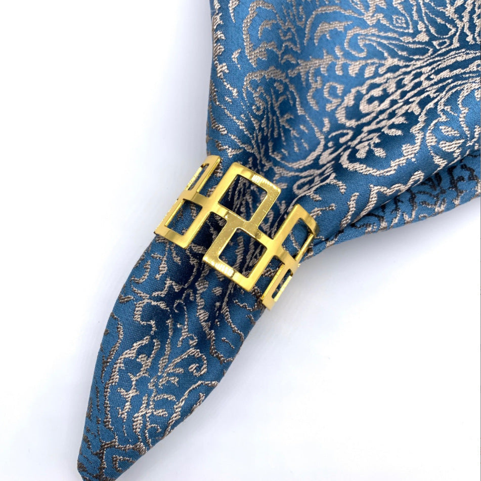 10-Pack Greek Key Metallic Napkin Rings – Banquet Table Setting Decor