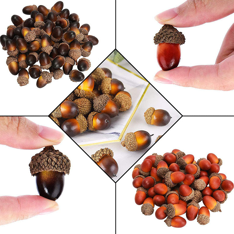 100 Pcs Mixed Artificial Acorns Natural Color Vase Filler Bulk Pack
