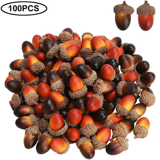100 Pcs Mixed Artificial Acorns Natural Color Vase Filler Bulk Pack