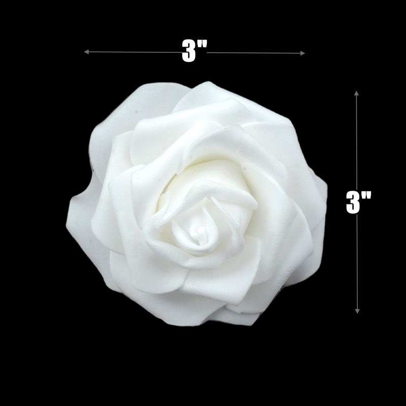 100 Pcs White Artificial Rose Flower Heads for DIY Wedding Baby Shower Centerpieces
