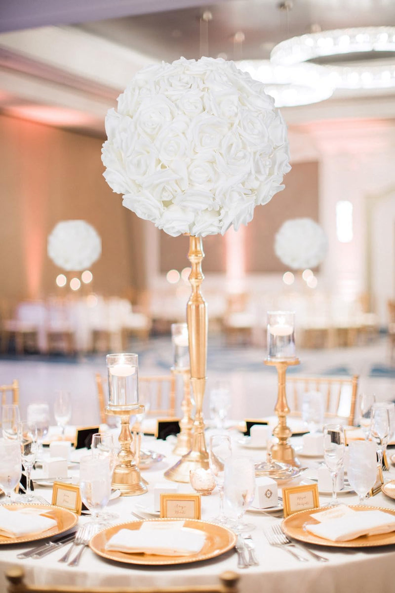 100 Pcs White Artificial Rose Flower Heads for DIY Wedding Baby Shower Centerpieces