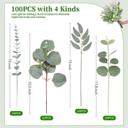 Mixed Artificial Greenery Stems Bulk, 12 Inch Silk Greenery for Wedding Floral Arrangements Centerpieces, 50 Pcs