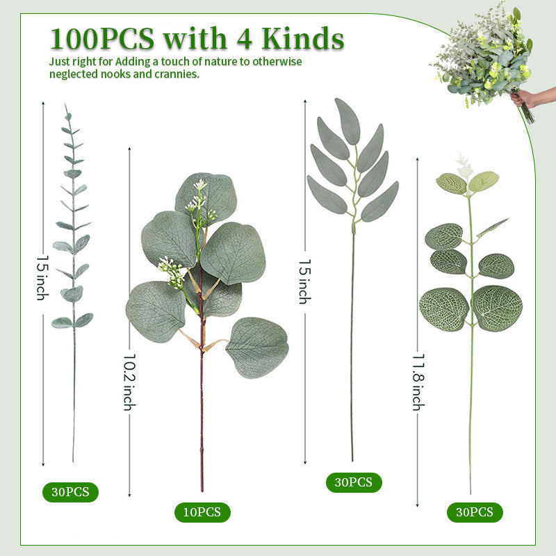 Mixed Artificial Greenery Stems Bulk, 12 Inch Silk Greenery for Wedding Floral Arrangements Centerpieces, 50 Pcs