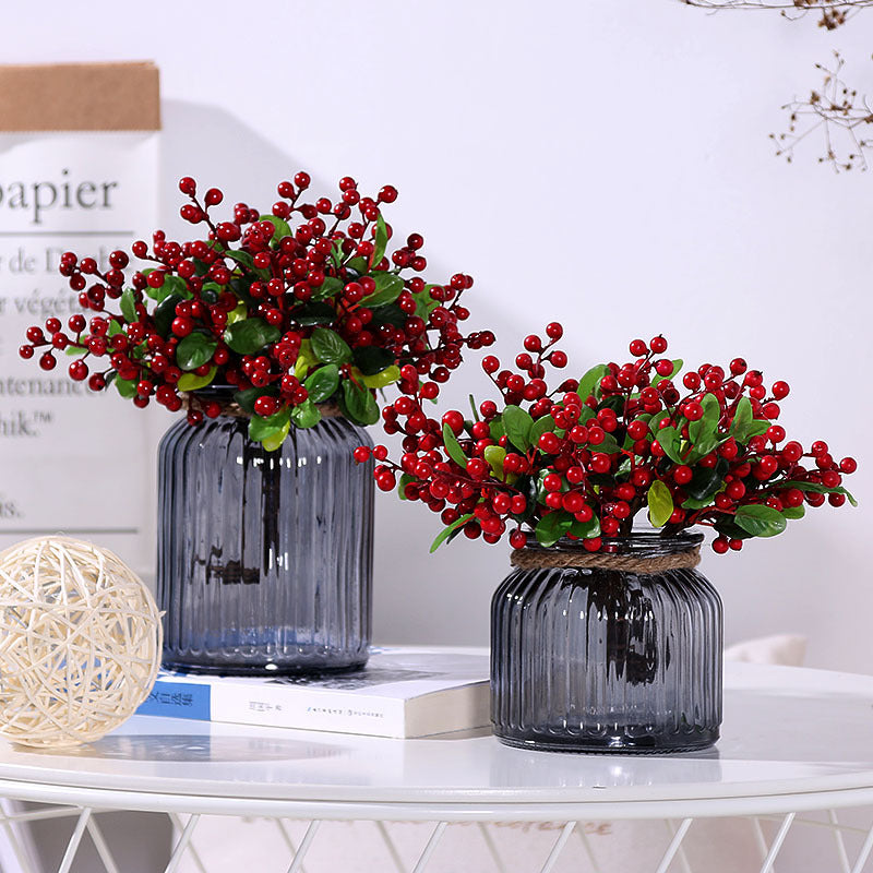 Red Berry Christmas Foam Fruit, Artificial Holly Berry Stem, 9", Plastic, Holiday Decor, Wedding Centerpiece, DIY Floral Arrangement