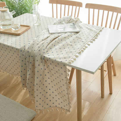 Bulk Cotton Linen Tablecloth with little Lace Table Cover for Home Dinning Tabletop Home Decoration Wholesale