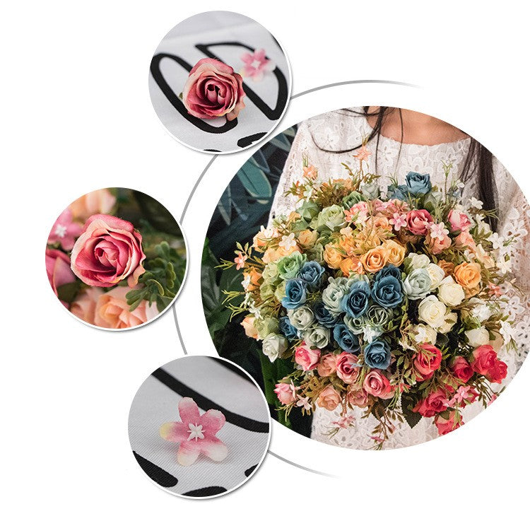 11.8 Inch Artificial Rose Bush Bouquet, Realistic Silk Flowers, Bulk Wholesale, 1 Piece