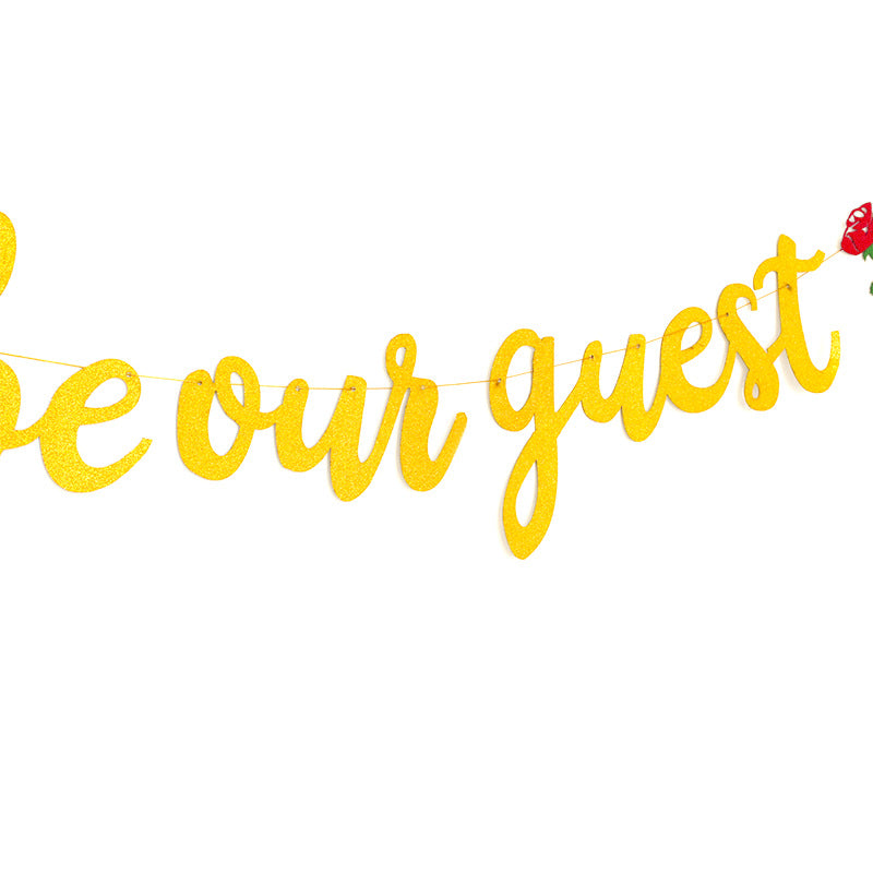 Bachelorette/Bachelor Party Decorations - 10PCS Rose Gold Glitter "Be Our Guest" Banner Single Party & Birthday Flags for Him/Her