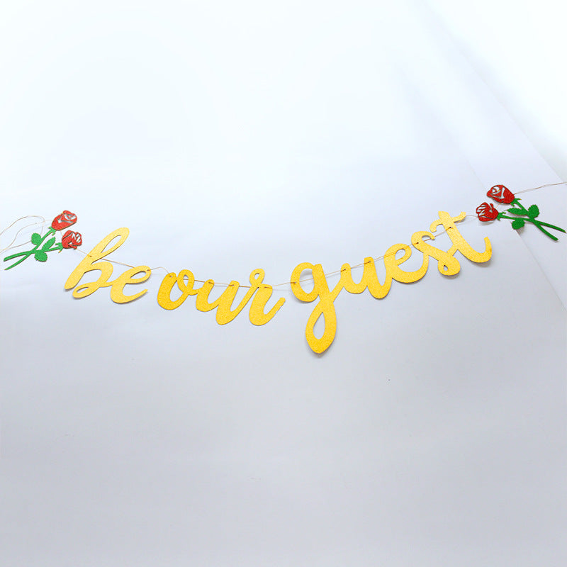 Bachelorette/Bachelor Party Decorations - 10PCS Rose Gold Glitter "Be Our Guest" Banner Single Party & Birthday Flags for Him/Her