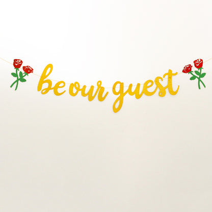 Bachelorette/Bachelor Party Decorations - 10PCS Rose Gold Glitter "Be Our Guest" Banner Single Party & Birthday Flags for Him/Her