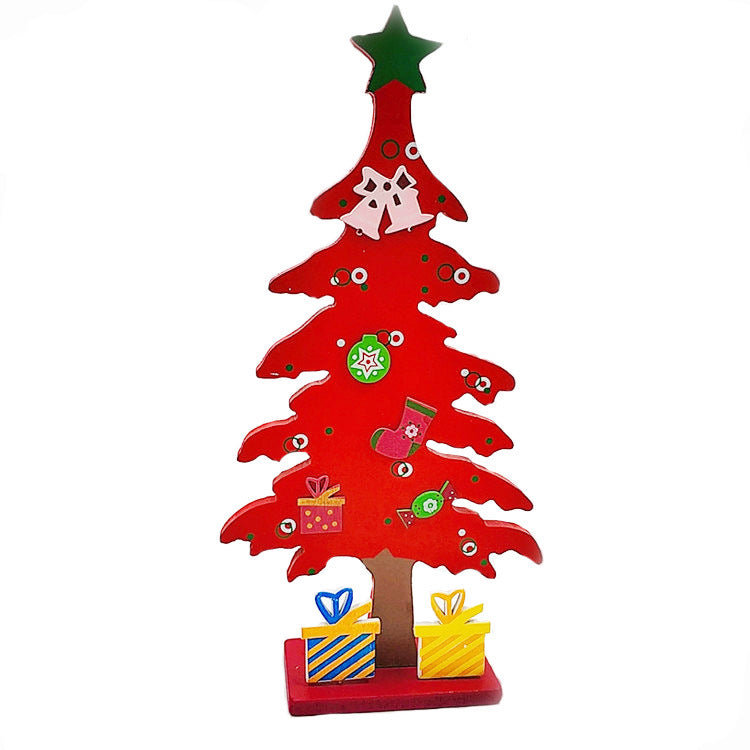 10 Pcs Cartoon Christmas Tree Ornaments with Bells Bulk Set for Home Shelf Mantel Xmas Party Decor