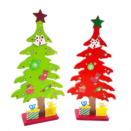 10 Pcs Cartoon Christmas Tree Ornaments with Bells Bulk Set for Home Shelf Mantel Xmas Party Decor