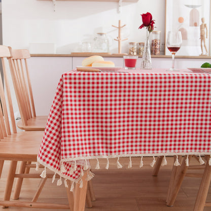 Bulk Cotton Linen Tablecloth with little Lace Table Cover for Home Dinning Tabletop Home Decoration Wholesale