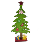 10 Pcs Cartoon Christmas Tree Ornaments with Bells Bulk Set for Home Shelf Mantel Xmas Party Decor
