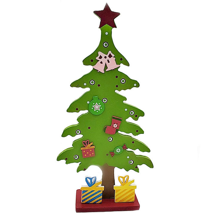 10 Pcs Cartoon Christmas Tree Ornaments with Bells Bulk Set for Home Shelf Mantel Xmas Party Decor
