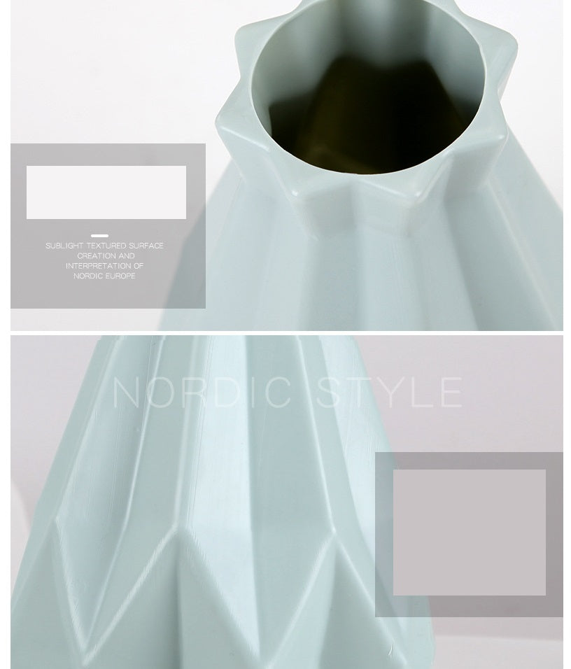 Bulk 2 Pcs Imitation Ceramic Plastic Vase Geometric Flower Vase for wedding Party Home Desktop Center Vase Wholesale