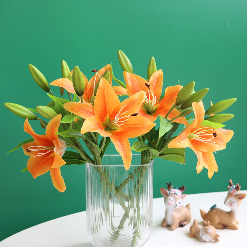 14 Inch Oriental Lily Stems 10 Pcs Real Touch Artificial Flowers for Table Centerpieces Arrangements