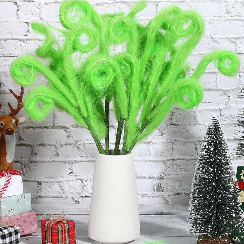 10 Pcs Green Furry Christmas Tree Picks Ornaments Artificial Holiday Decorations Bulk
