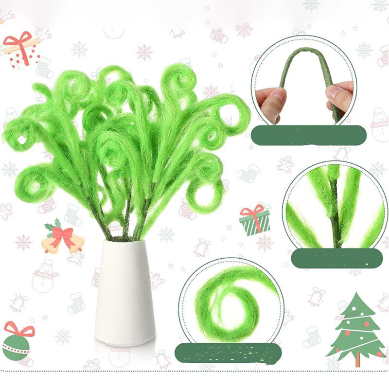 10 Pcs Green Furry Christmas Tree Picks Ornaments Artificial Holiday Decorations Bulk