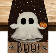 Bulk 2 Pcs Halloween Table Runners Ghost Pumpkin and Cat Design Festive Fall Kitchen Decor for Parties and Home Wholesale