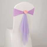 Bulk Spandex Elastic Chair Sashes with Removable Artificial Rose Suitable for Wedding Party Decoration Wholesale