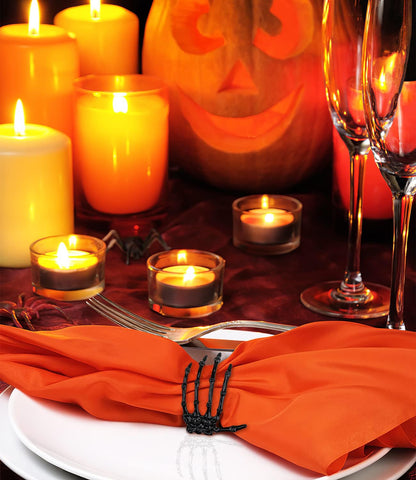 Bulk 8 Pcs Skeleton Claw Napkin Rings for Halloween Spooky Table Decor for Home Parties Birthdays Bars and Festive Events Wholesale