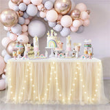 Bulk 3 Pcs Lace Ribbon LED Table Skirt Suitable for Wedding Parties Family Gatherings Night Parties Table Decorations Wholesale