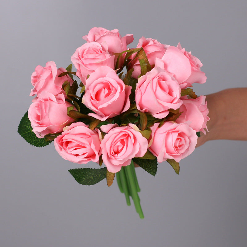10 Pcs Mini Rose Bouquet 9.8 Inch Silk Artificial Flowers 12 Stems 10 Colors