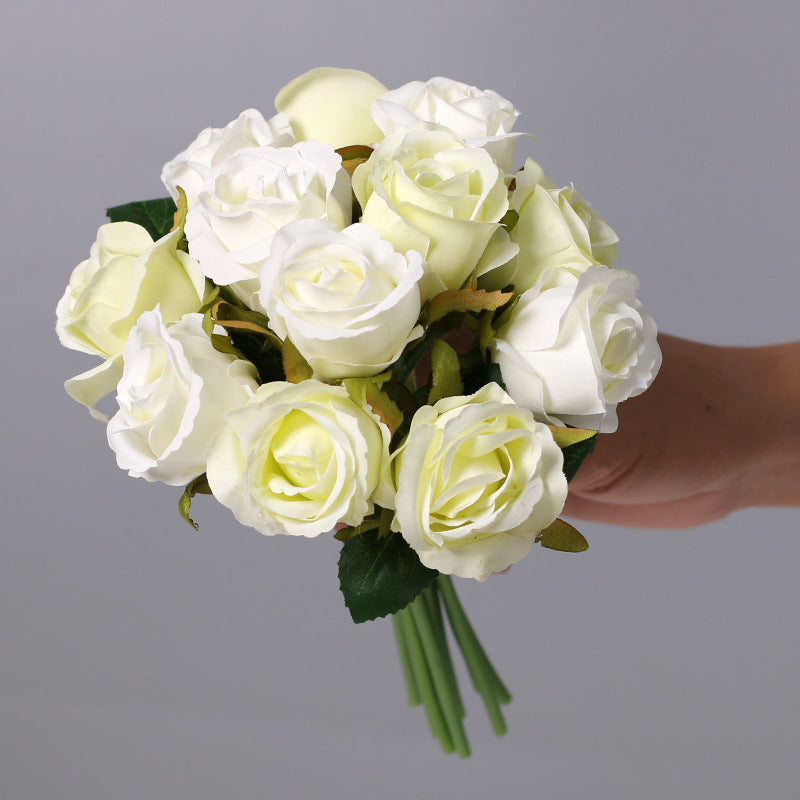 10 Pcs Mini Rose Bouquet 9.8 Inch Silk Artificial Flowers 12 Stems 10 Colors