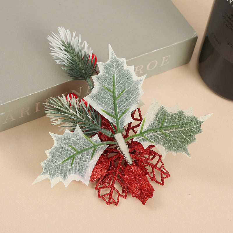10 Pcs Multicolor Artificial Christmas Poinsettia Flowers with Clips Bulk Pack