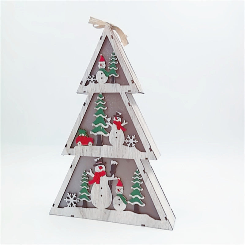 3 Pcs Light Up Christmas Tree Ornaments Set for Desktop Decor Artificial Holiday Decoration