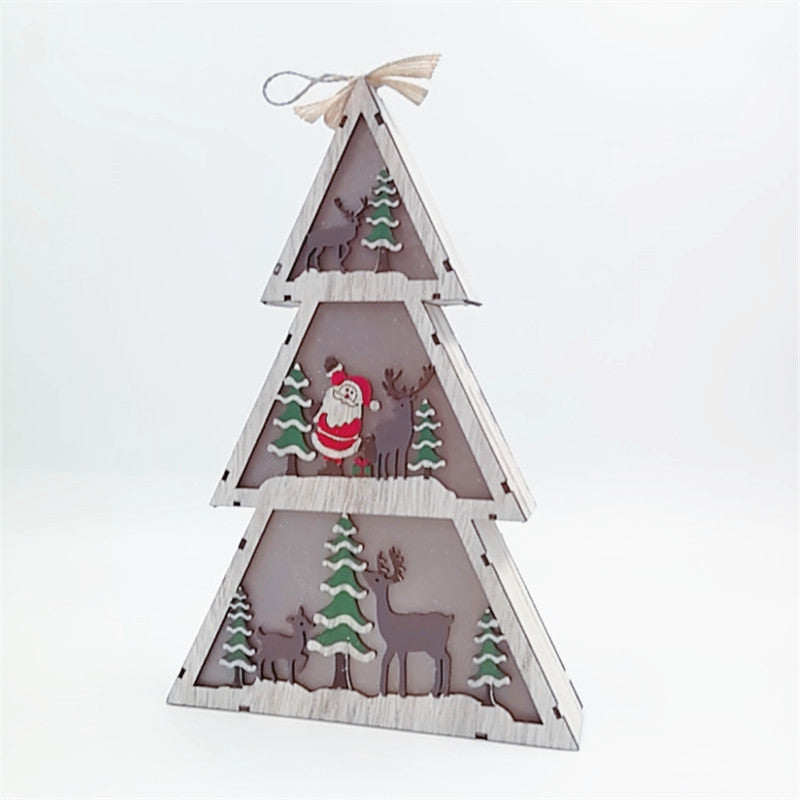 3 Pcs Light Up Christmas Tree Ornaments Set for Desktop Decor Artificial Holiday Decoration