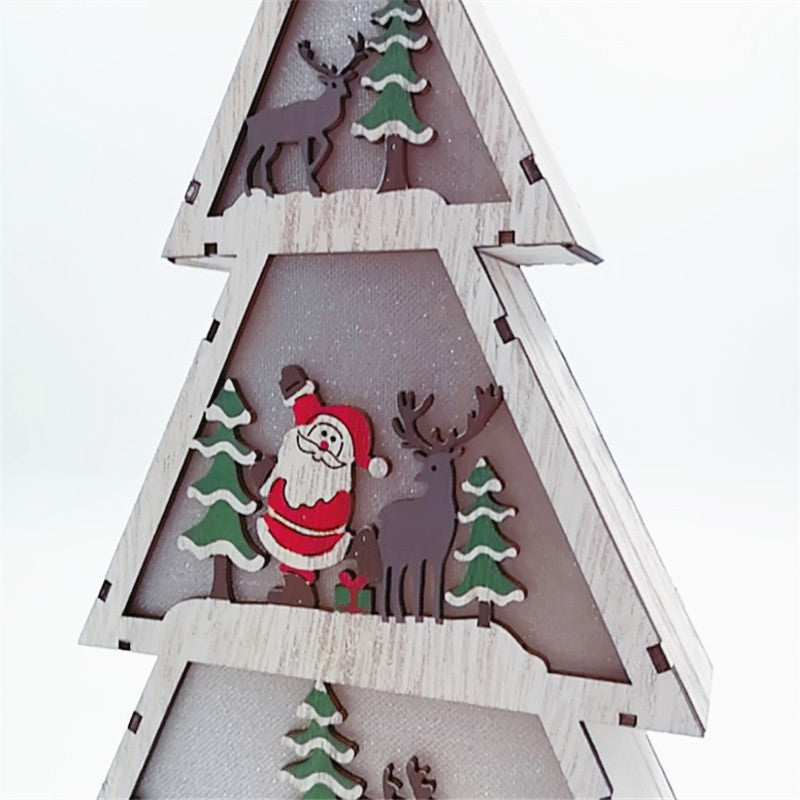 3 Pcs Light Up Christmas Tree Ornaments Set for Desktop Decor Artificial Holiday Decoration