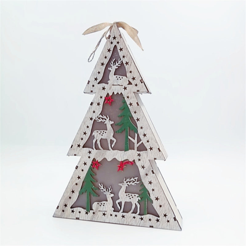 3 Pcs Light Up Christmas Tree Ornaments Set for Desktop Decor Artificial Holiday Decoration