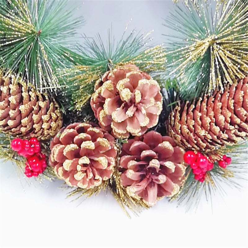 15 Inch Artificial Christmas Wreath with Pinecones and Red Berry Ornaments for Door Hanging Decor, Bulk Wholesale