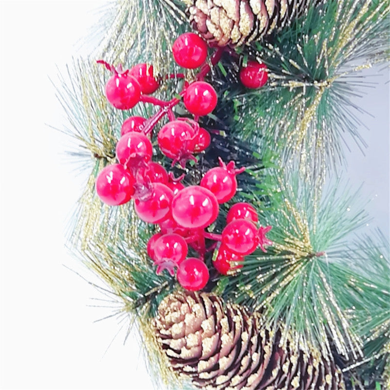 15 Inch Artificial Christmas Wreath with Pinecones and Red Berry Ornaments for Door Hanging Decor, Bulk Wholesale