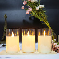 Bulk 3 Pcs LED Flameless Candles with Acrylic Glass for Festival Wedding Home Party Decor Wholesale