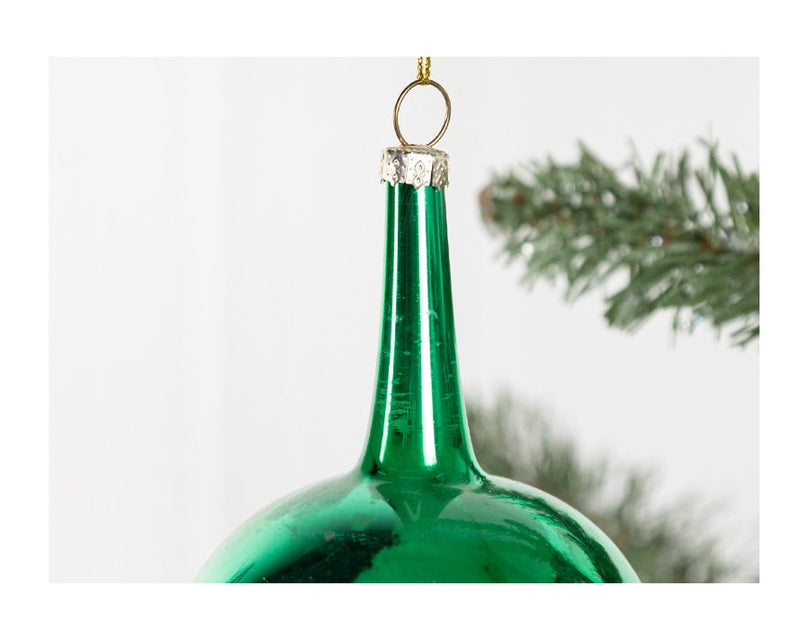 Christmas Ornament Glass Ball with Rope, Onion Shape, Bulk Set for Tree Decoration