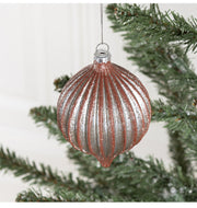 Christmas Ornament Glass Ball with Rope, Onion Shape, Bulk Set for Tree Decoration