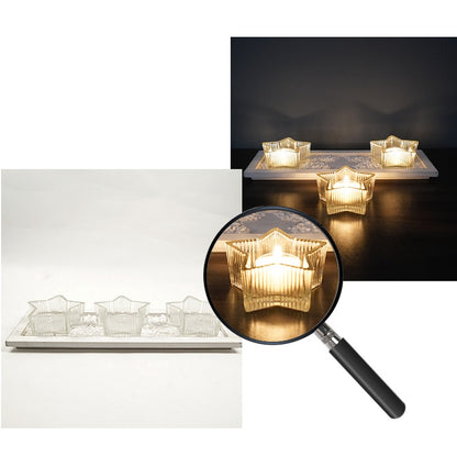 Bulk Star Glass Candle Holder Set With Tray Votive Candlestick for Home Wedding Party Desktop Centerpiece Candle Cup Wholesale
