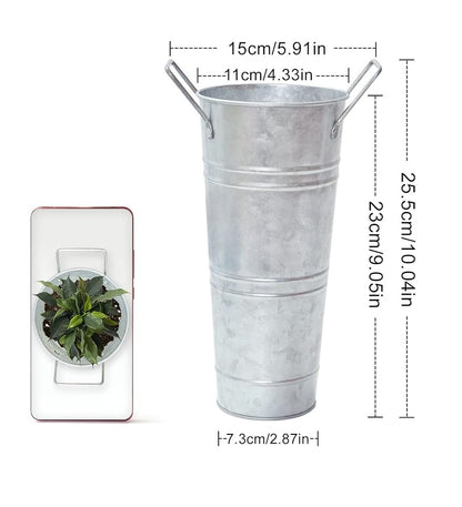 Bulk 1pc Galvanized Metal Flower Vase Rustic French Bucket Design for Home Decor Wedding Table Centerpieces Farmhouse Style Flower Holder Wholesale
