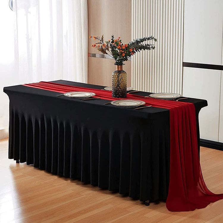Bulk Rectangle Wrinkle Resistant Table Clothes Elastic Table Cover for Banquets Weddings Party Wholesale
