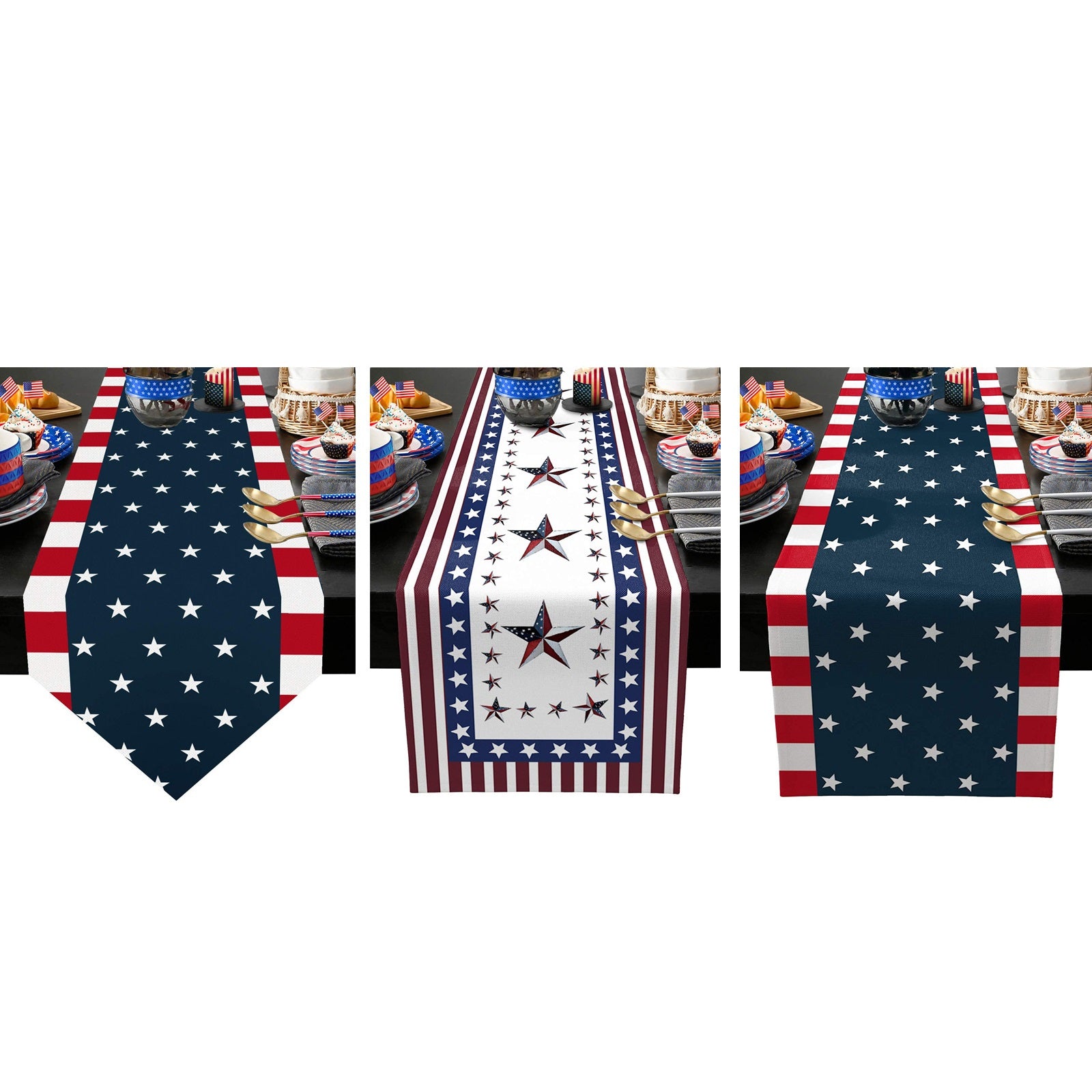 Bulk 2 Pcs Patriotic Independence Day Table Runners for Party Dining Kitchen Home Decor Wholesale